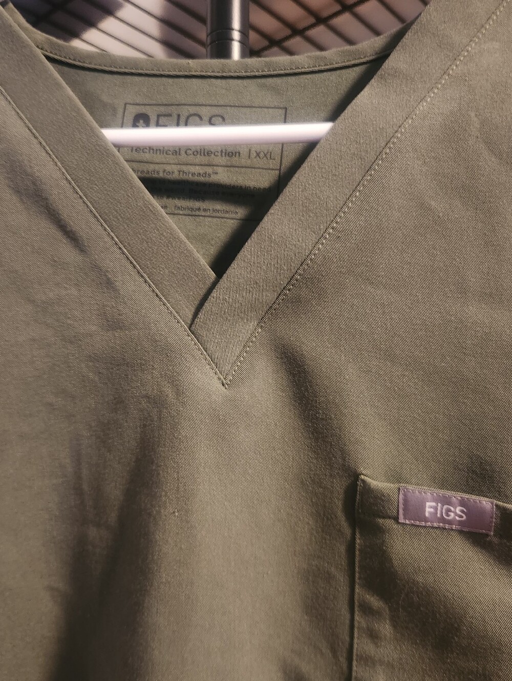 Figs Olive V-Neck Scrub Top